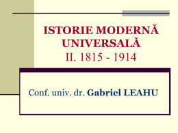 ISTORIE MODERNĂ UNIVERSALĂ II. 1815