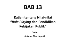 BAB 13 Kajian tentang Nilai-nilai &ldquo;Role Playing dan - Quls-Edu