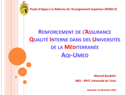 Les Outils Assurance Qualité : Les référentiels d`évaluation Aqi-Umed