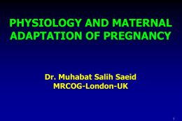 Physiology & Maternal Adaptation of Pregnancy
