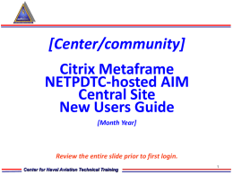 NETPDTC AIM Central Site New Users Guide