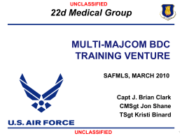 A Multi-MAJCOM BDC Training Venture