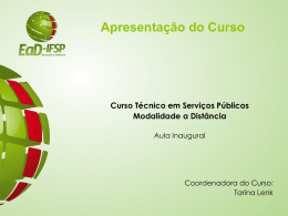 Apresentação do Curso - IFSP EaD Campus São Roque