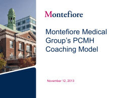 Montefiore Medical Center PCMH Coaching Presentation