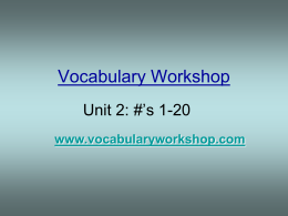 Vocabulary Workshop Unit 2