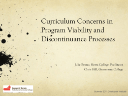 Curriculum Concerns in Program Viability and