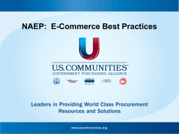 ECommerce Best Practices and the US Communities Marketplace