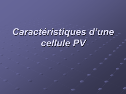 Caractéristiques d`une cellule PV