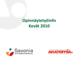 Opinnäytetyöinfo2010 - webd.savonia