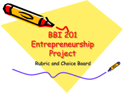 bbi 201: entrepreneurship project choices