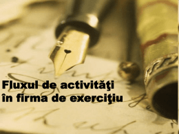Fluxul de activităţi în firma de exerciţiu