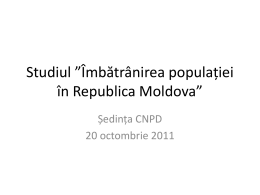 Prezentarea Studiului privind îmbătrînirea în Republica Moldova