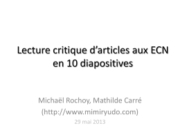 Lecture critique d`articles aux ECN en 8 diapositives