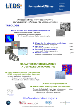 (AFM), nanodureté et mécanique du contact principes, applications