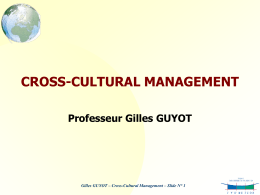 CROSS-CULTURAL MANAGEMENT Professeur Gilles GUYOT