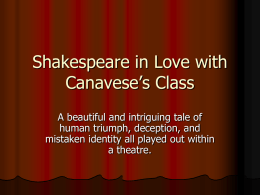 Shakespeare in Love with Canavese`s Class