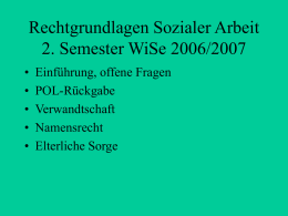 Rechtgrundlagen Sozialer Arbeit 2. Semester WS 2003/2004