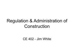 Regulation & Administration of Construction
