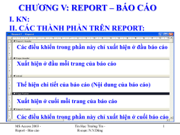 Report - Lập các bảng báo cáo, tổng hợp dữ liệu