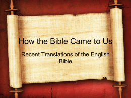 Lesson 14 - Recent Translation of the English Bible