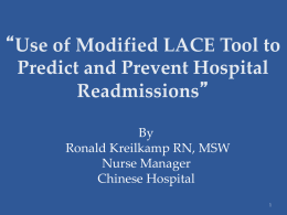 Use of Modified LACE Tool to Predict and Prevent