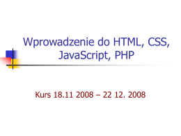 Wprowadzenie do HTML, CSS, JavaScript, PHP