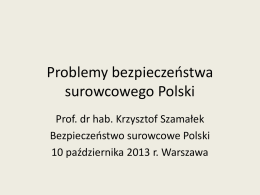 Problemy bezpieczeństwa surowcowego Polski