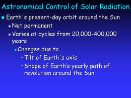 Astronomical Control of Solar Radiation