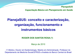PlanejaSUS conceito e caracteriza&ccedil;&atilde;o, organiza&ccedil;&atilde;o, funcionamento