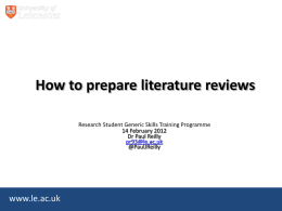 How to prepare literature reviews