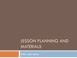 Lesson Planning and Materials