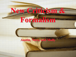 New Criticism & Formalism