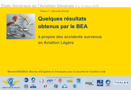La sécurité en chiffres. Bernard Boudou (BEA) - Aéro