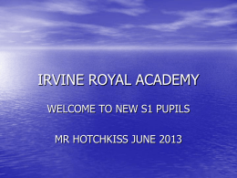 New S1 Information - Irvine Royal Academy