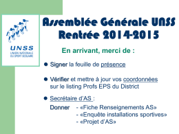 Diaporama AG UNSS de Rentrée 2014-2015 - UNSS Saint-Omer
