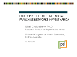 Equity profiles of three social franchise networks in West Africa