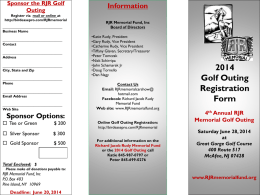 2014 Golf Outing Pamphlet - The Richard Jacob Rudy Memorial Fund