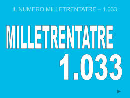 IL NUMERO MILLETRENTATRE – 1.033