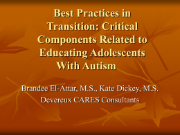 Critical Components Relating to Educating Adolescents With an ASD
