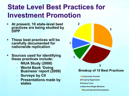 State Level Best Practices - Department Of Industrial Policy