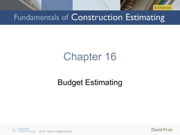 Chapter 16: Budget Estimating