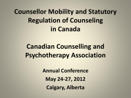 Statutory Regulation of Counselling and Counsellor Mobility in