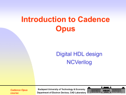 Cadence Opus course