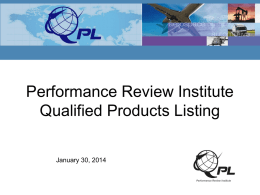 PRI-QPL Presentation - January 2014