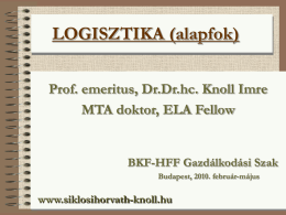 Logisztika II. (levelező tagozat) - Siklosihorvath