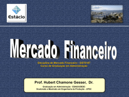 Mercado Financeiro - Professor Hubert Chamone Gesser, Dr.