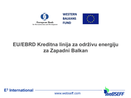 EU/EBRD Kreditna linija za održivu energiju za Zapadni Balkan