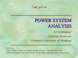 POWER SYSTEM ANALYSIS - Ferdowsi University of Mashhad