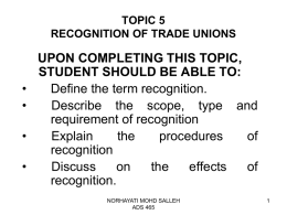 TOPIC 5 RECOGNITION
