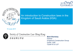 An introduction to Construction laws in the Kingdom of Saudi Arabia